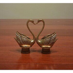 Swan Bird Lamp Finial Shade Topper Detailed Brass Retro Bird Lover 2.75" Set 2